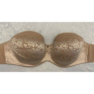 Soma Intimates 42D‎ Stunning Support Strapless Bra Beige Floral Underwire Bride